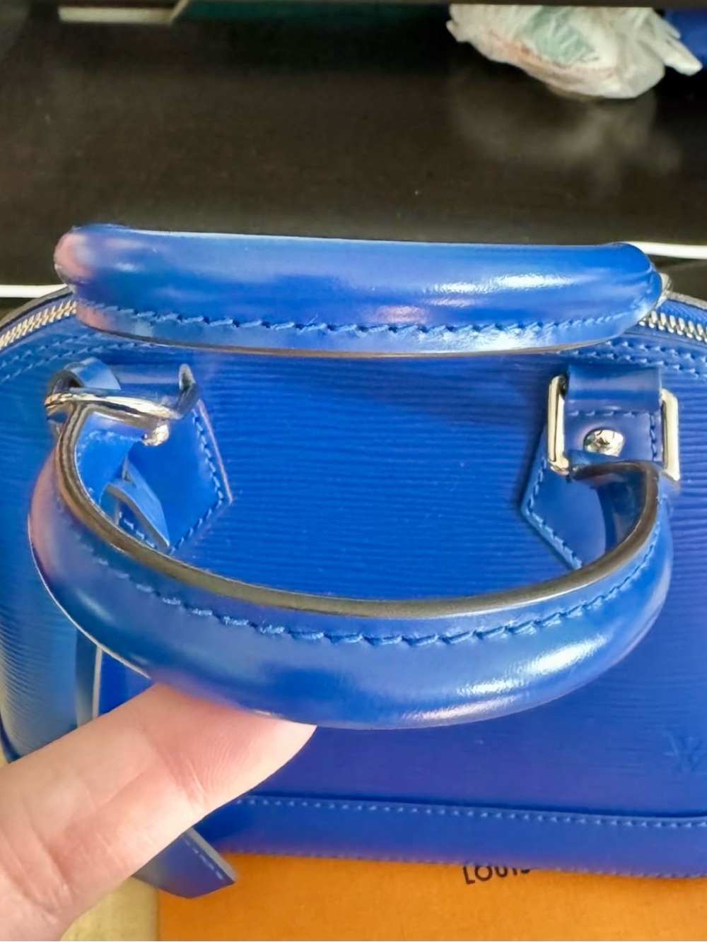 Louis Vuitton Blue Epi Alma BB Satchel - Picture 10 of 14